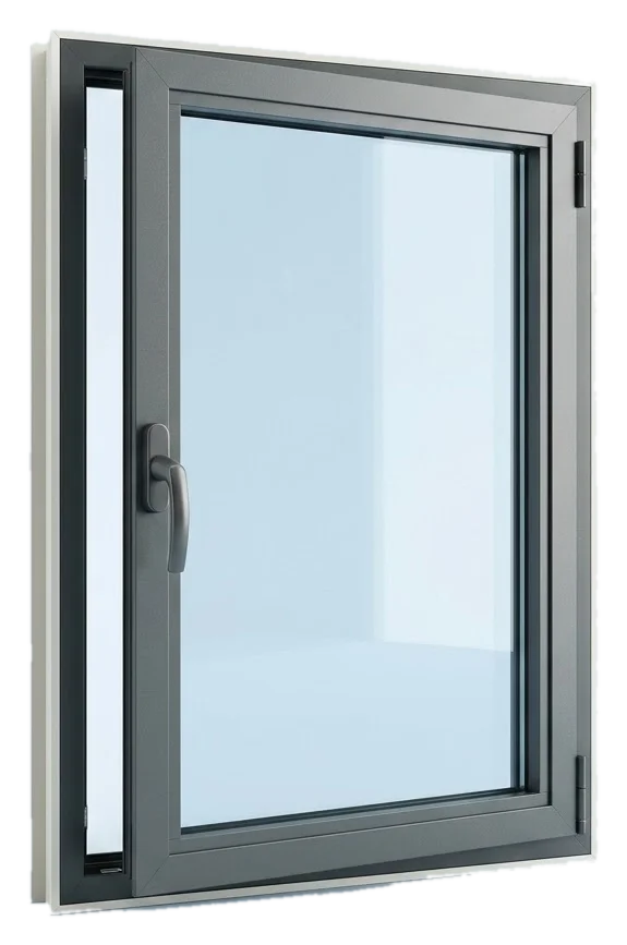 Rendu d’une fenêtre aluminium à un vantail à la française, teinte anthracite